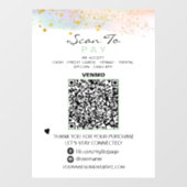 *~* QR Glitter PASTEL  Scan om te betalen betaling Raamsticker (Vel)