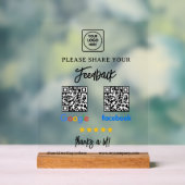 QR Google Facebook Review Acrylic Sign (Neutre)