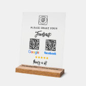 QR Google Facebook Review Acrylic Sign (Angle)