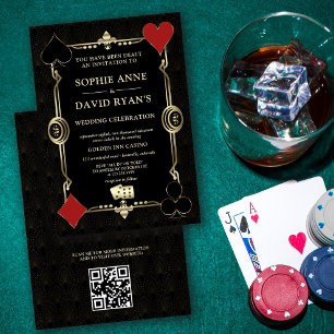 QR Goud Art Deco Jaren 20 Casino Vegas Poker Trouw Kaart
