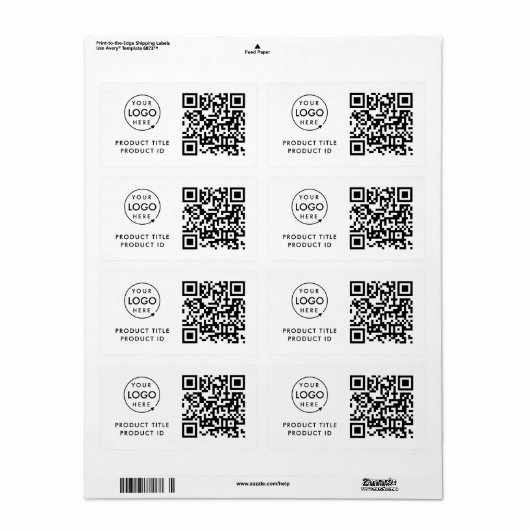 QR-inventariscode | Product-ID Bedrijfs-Logo Etiket (Full Sheet)