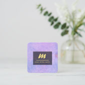 *~* QR Lavendel Wit Goud Magenta Initiaal AP65 Vierkante Visitekaartje (Staand voorkant)