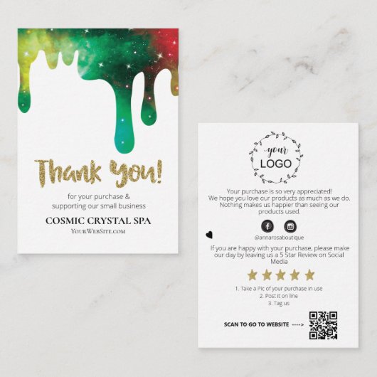 *~* QR LOGO AP8 KOSMISCHE DRUPPELS. DANK U, Review Informatiekaartje (Voorkant / Achterkant)