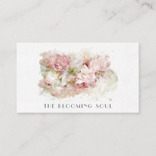 *~* QR Logo Foto Floral Blush Pink AR26  Visitekaartje