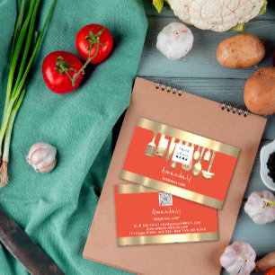 QR Logo Personal Chef Cooking Restaurant FoodCoral Visitekaartje