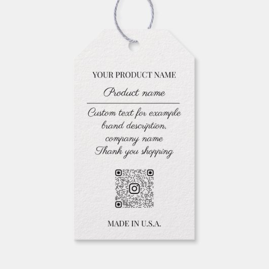 Qr Logo Productbeschrijving Prijs Witte grijs Cadeaulabel (Achterkant)