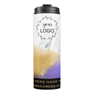 *~* QR LOGO Regenboog Kleuren Goud Paarse Chic Gir Thermosbeker