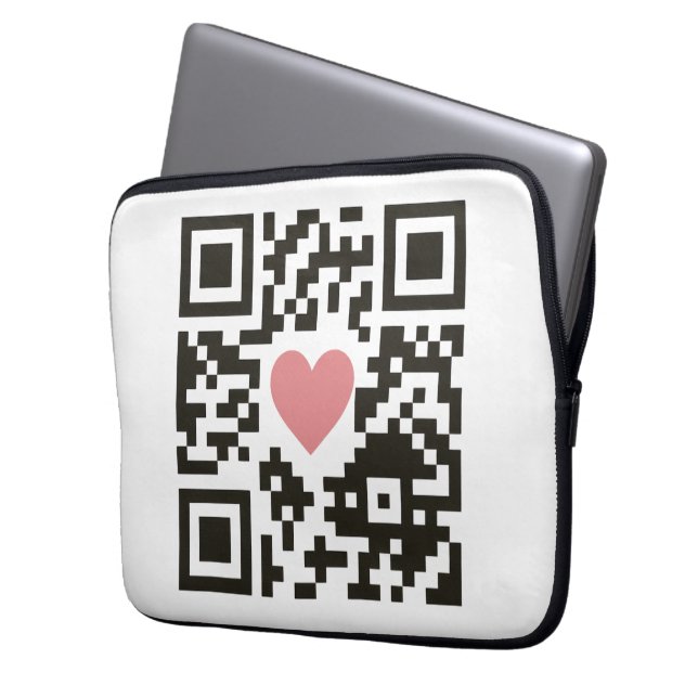 QR Love Code Laptop Sleeve (Voorkant Links)