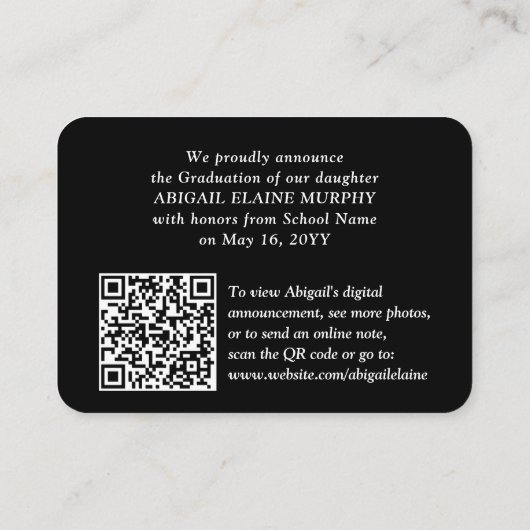 QR Mini Graduation Faire-part 3 Photo Insertion (Dos)