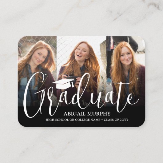 QR Mini Graduation Faire-part 3 Photo Insertion (Devant)