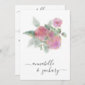 *~* QR MINIMAL RSVP AR12 Rose Boeket bruiloft Invi Kaart (Voorkant / Achterkant)
