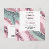 *~* QR MINT ROZE ZILVER AGATE AR66 RSVP Bruiloft Kaart (Voorkant / Achterkant)