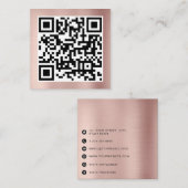 QR Modern Code Minimalist Rose Gold Business Contactkaartje (Voorkant / Achterkant)