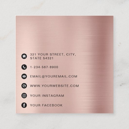 QR Modern Code Minimalist Rose Gold Business Contactkaartje (Achterkant)