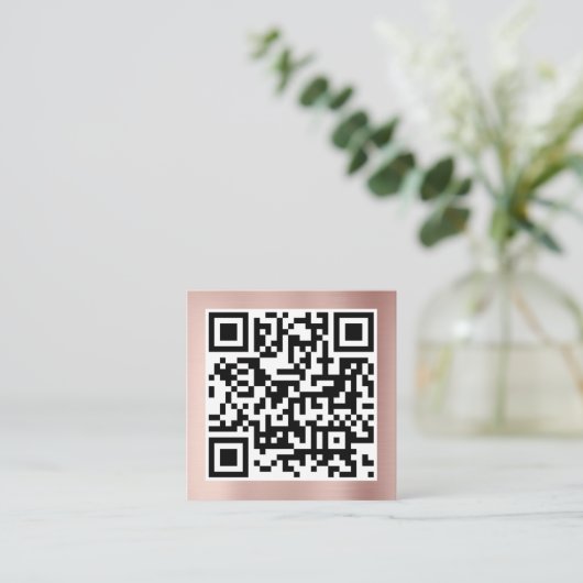 QR Modern Code Minimalist Rose Gold Business Contactkaartje (Staand voorkant)