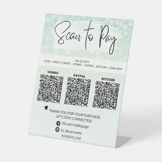 *~* QR PAIEMENT Table Tente Piédestal Panneau Tabl (Recto)