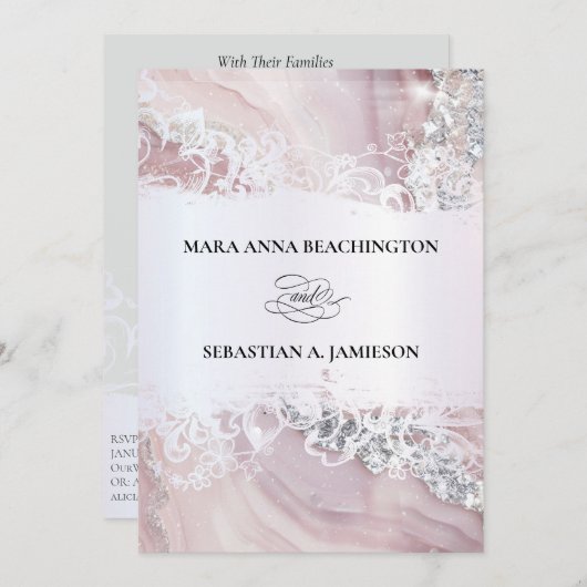 *~* QR Pastel Agaat bruiloft uitnodiging RSVP AR2 (Voorkant / Achterkant)