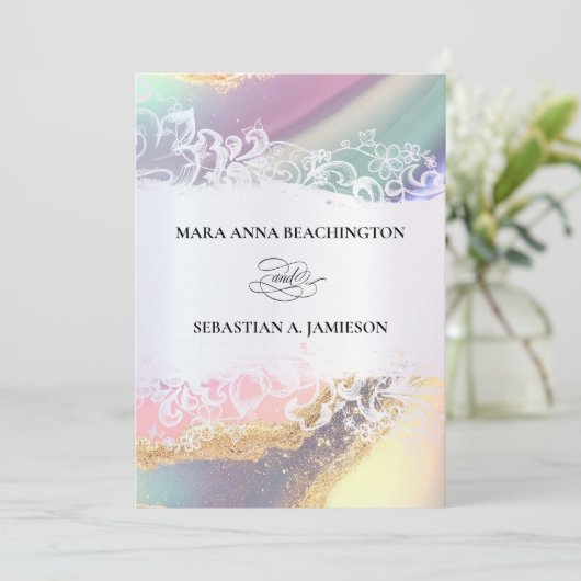 *~* QR Pastel RSVP AR2 Agate Faire-part de mariage (Debout devant)