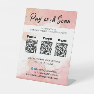 QR Payment Table Tent Tabletop Pedestal Sign Reclamebord Met Voetstuk