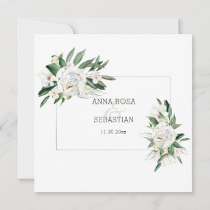 *~* QR PEONY AR15 Floral RSVP Lijst Wedding Kaart