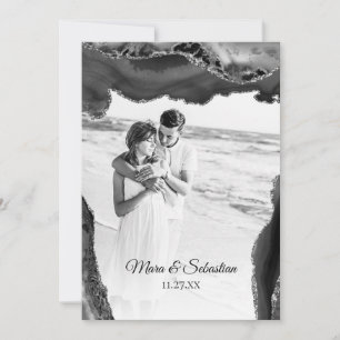 *~* QR PHOTO RSVP AR13 AGATE Noir Invitation de