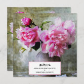 *~* QR  Roze Pioenbloem RSVP AR23 BRUILOFT Kaart (Voorkant / Achterkant)