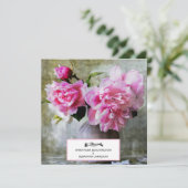 *~* QR  Roze Pioenbloem RSVP AR23 BRUILOFT Kaart (Staand voorkant)