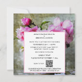 *~* QR  Roze Pioenbloem RSVP AR23 BRUILOFT Kaart (Achterkant)