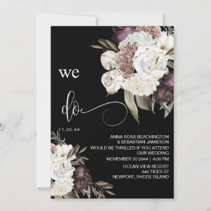 *~* QR RSVP Floral Burgundy Roos AR15 WEDDING Kaart