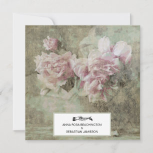*~* QR RSVP Pink Peony Floral AR23 WEDDING Kaart