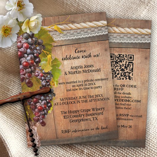 QR Rustic Wine met als wijnstok beschouwd na het h Kaart