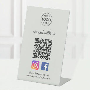 QR Scannen naar verbinding Instagram Facebook Gr Reclamebord Met Voetstuk