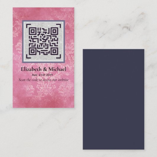 QR Scanning Code RSVP Weddenschap Details Enclosur Visitekaartje (Voorkant / Achterkant)