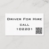 QR Simple Black Visitekaartje White Text - DRIVER (Achterkant)