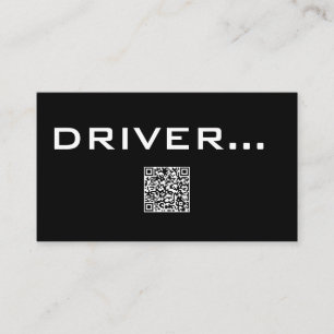 QR Simple Black Visitekaartje White Text - DRIVER