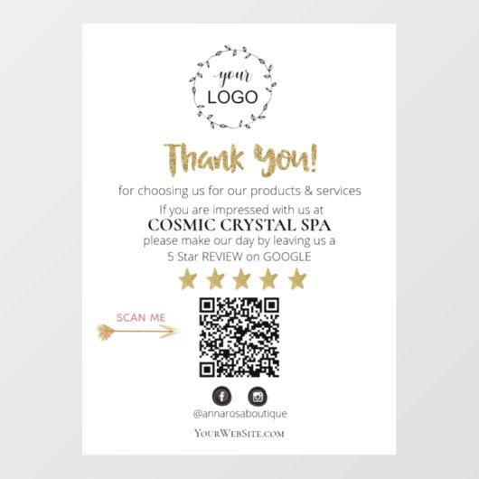 *~* QR Simple Minimal Review Logo DANK U AP8 Raamsticker (Vel)