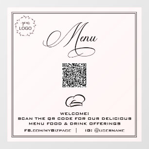 *~* QR Simple Sea Shell LOGO MENU Raamsticker