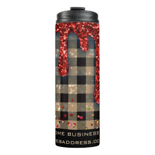 *~* QR SWAG Rustic Kerstmis Glitter Roos Pset  Thermosbeker