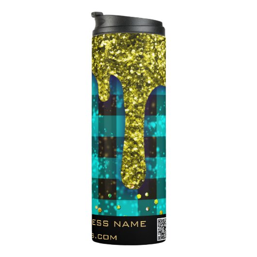 *~* QR SWAG Rustic Kerstmis Gold Drip Pset Thors Thermosbeker (Geroteerd rechts)