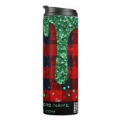 *~* QR SWAG Rustige kerstgroene Glitter Pset Thermosbeker (Geroteerd rechts)