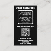 *~* QR Tree Services Lumber Jack Man Artistic Visitekaartje (Achterkant)