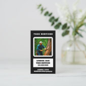 *~* QR Tree Services Lumber Jack Tree Trunk Visitekaartje (Staand voorkant)