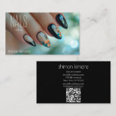 QR Trendy Nagel Bloem Kunst Manicuriste Visitekaartje (Voorkant / Achterkant)