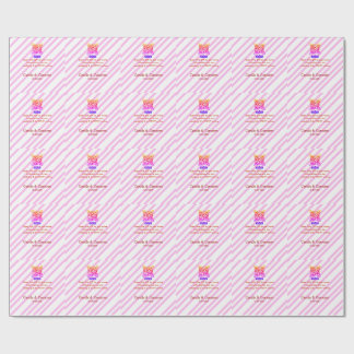 QR TROUWWEBSITE roze gestreepte naam datum modern Cadeaupapier
