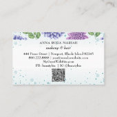 *~* QR Turquoise Floral Succulent Pattern Glitter Visitekaartje (Achterkant)