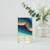 *~* QR TURQUOISE Gouden Agaat Folie AP66 Visitekaartje (Staand voorkant)