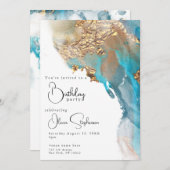 QR Verjaardag Abstracte Marmered Alcoholinkt Kaart (Voorkant / Achterkant)