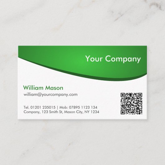 QR vert et blanc, Carte de visite professionnel (Devant)