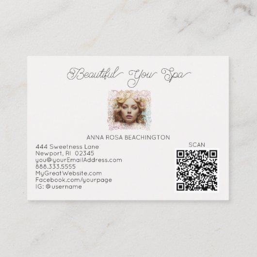 *~* QR Vrouwen Girly Lavendel Roos Pastel Visitekaartje (Achterkant)