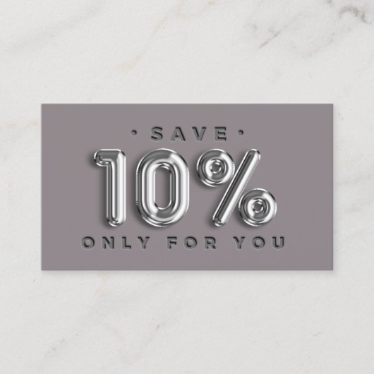 QRCODE 10%OFF Korting online Winkel zilver grijs Visitekaartje (Voorkant)